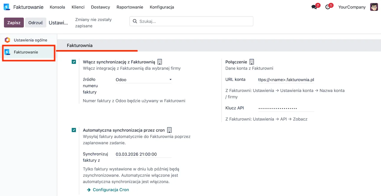 Odoo general settings